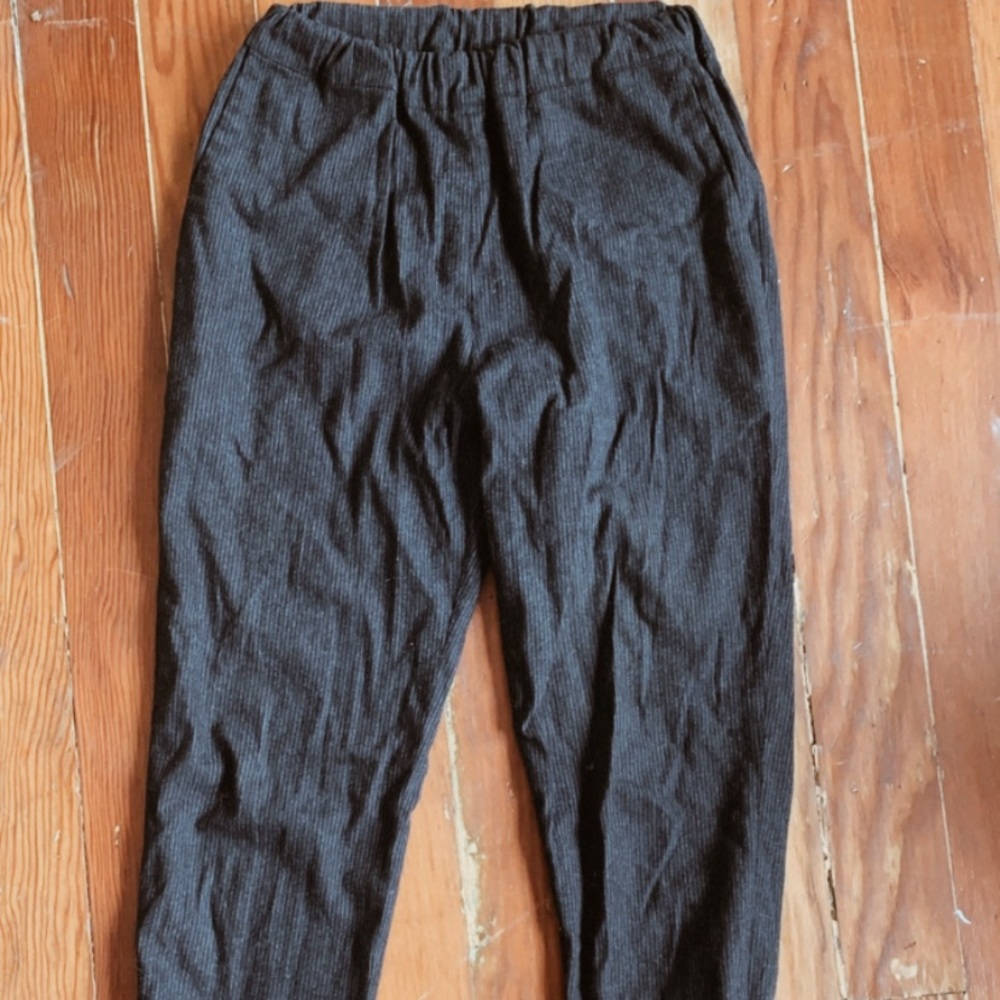 Grey striped wool trousers